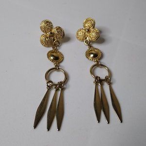 Vintage Long Metal Decorative Dangle Earrings